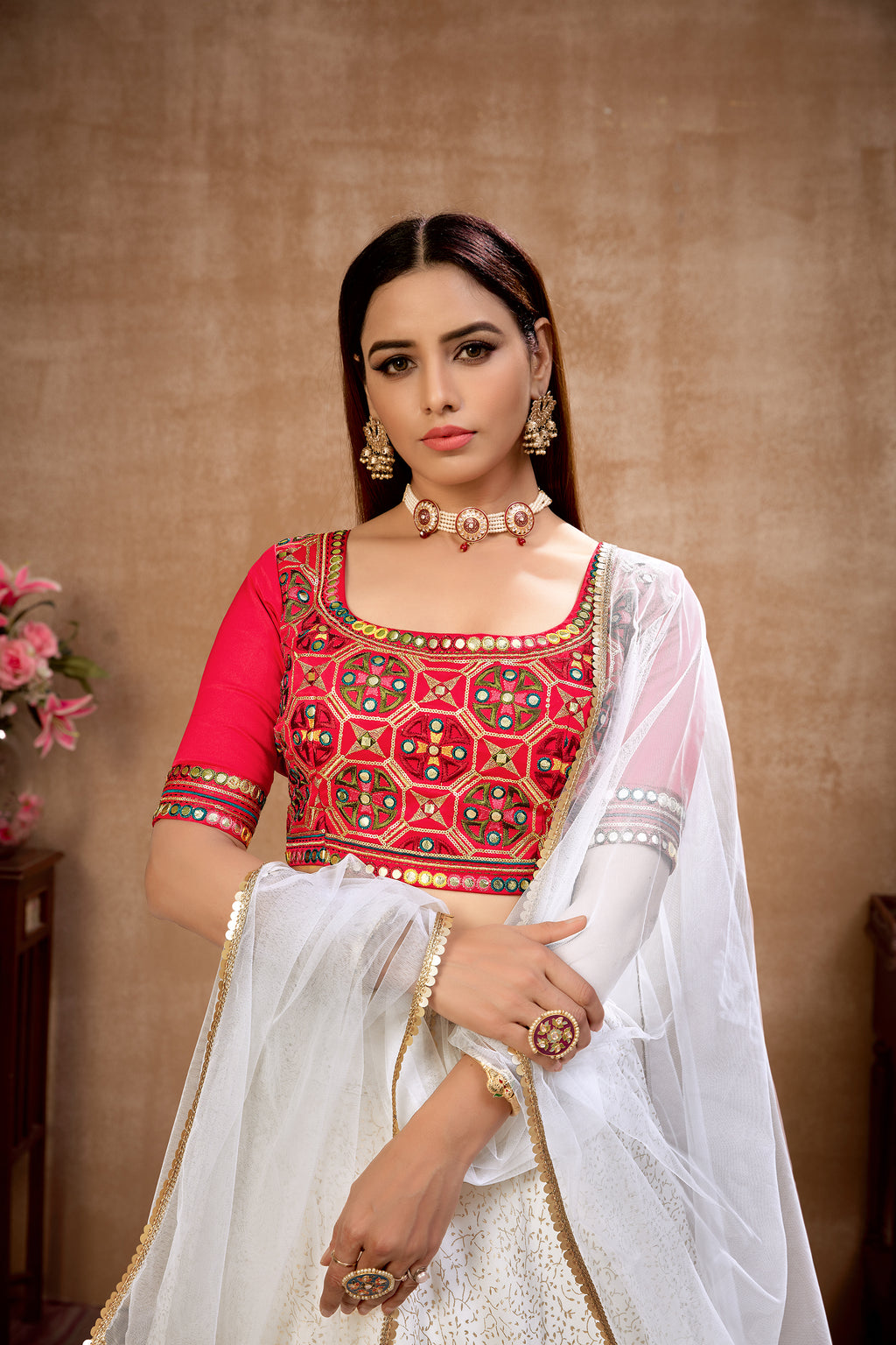 White Foil Print Georgette Wedding Wear Lehenga Choli ClothsVilla