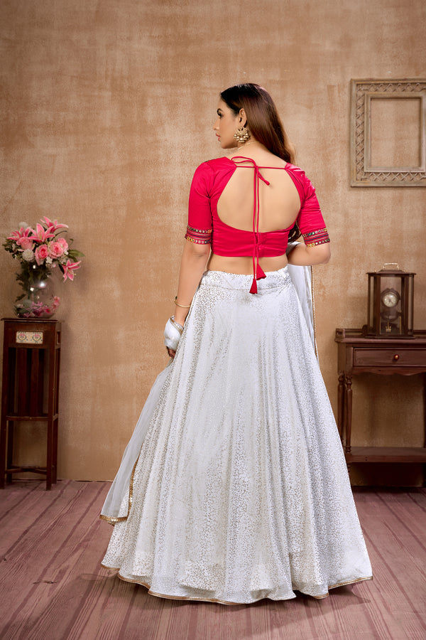 White Foil Print Georgette Wedding Wear Lehenga Choli ClothsVilla