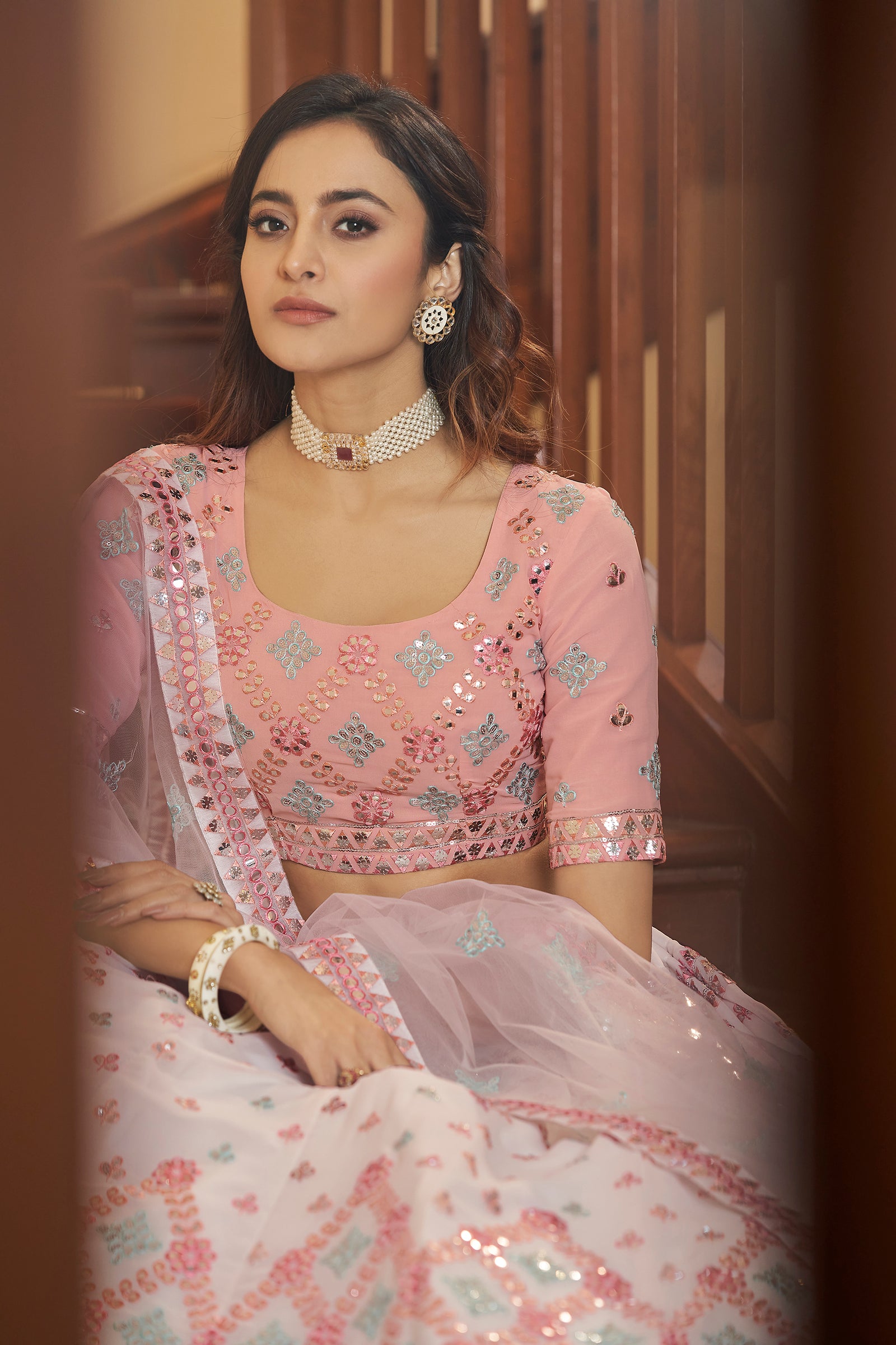 White Lehenga Choli For Bridesmaid Ready Made Lehenga For Women Mutli Color Thread Embroidery Lehnga Choli Bollywood Style Ghagra Choli ClothsVilla