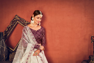 White Lehenga Choli/ Peacock Lehenga Choli/ Design Lehenga/ Embroidery Work Lehenga/ Lehenga Skirt/ Lehenga Blouse/ Lehenga For Girls ClothsVilla