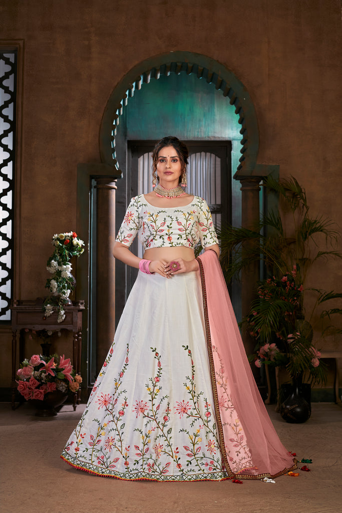 Buy Fabcartz Self Design Unstitched Lehenga Choli (White Pink)| Beautiful &  Latest Design | In Vogue Women Outfits| Online at Best Prices in India -  JioMart.