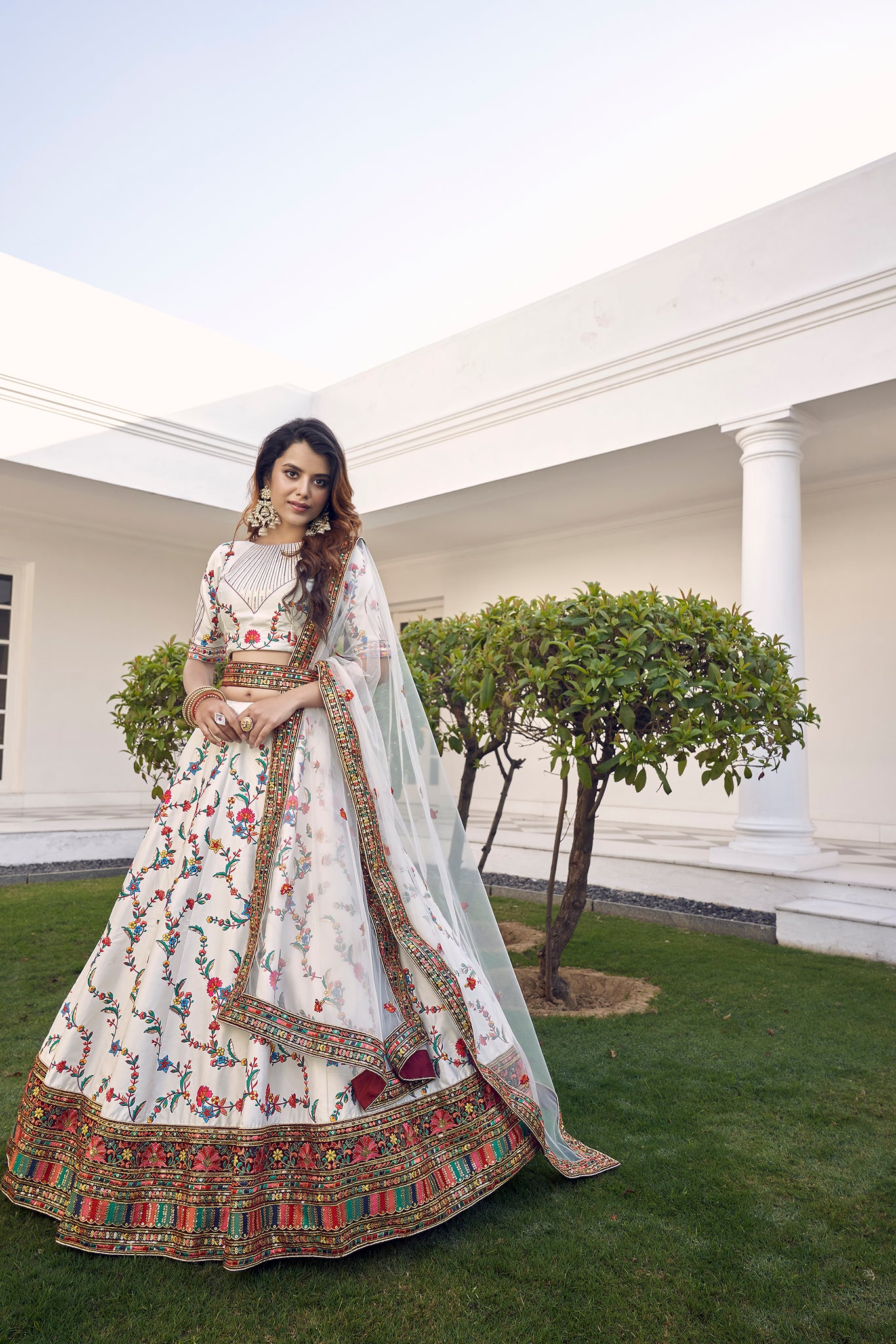 Pothys - A grand bridal lehenga choli http://bit.ly/1T3zH47 in pink with  heavy embroidery for the summer bride's reception to keep her looking cool  and beautiful. Bridal lehengas like never before at Pothys