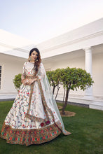 Load image into Gallery viewer, White Silk Embroidered Bridal Reception Heavy Border Lehenga Choli ClothsVilla