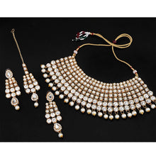 Load image into Gallery viewer, White, Gold Alloy Jewel Set ClothsVilla