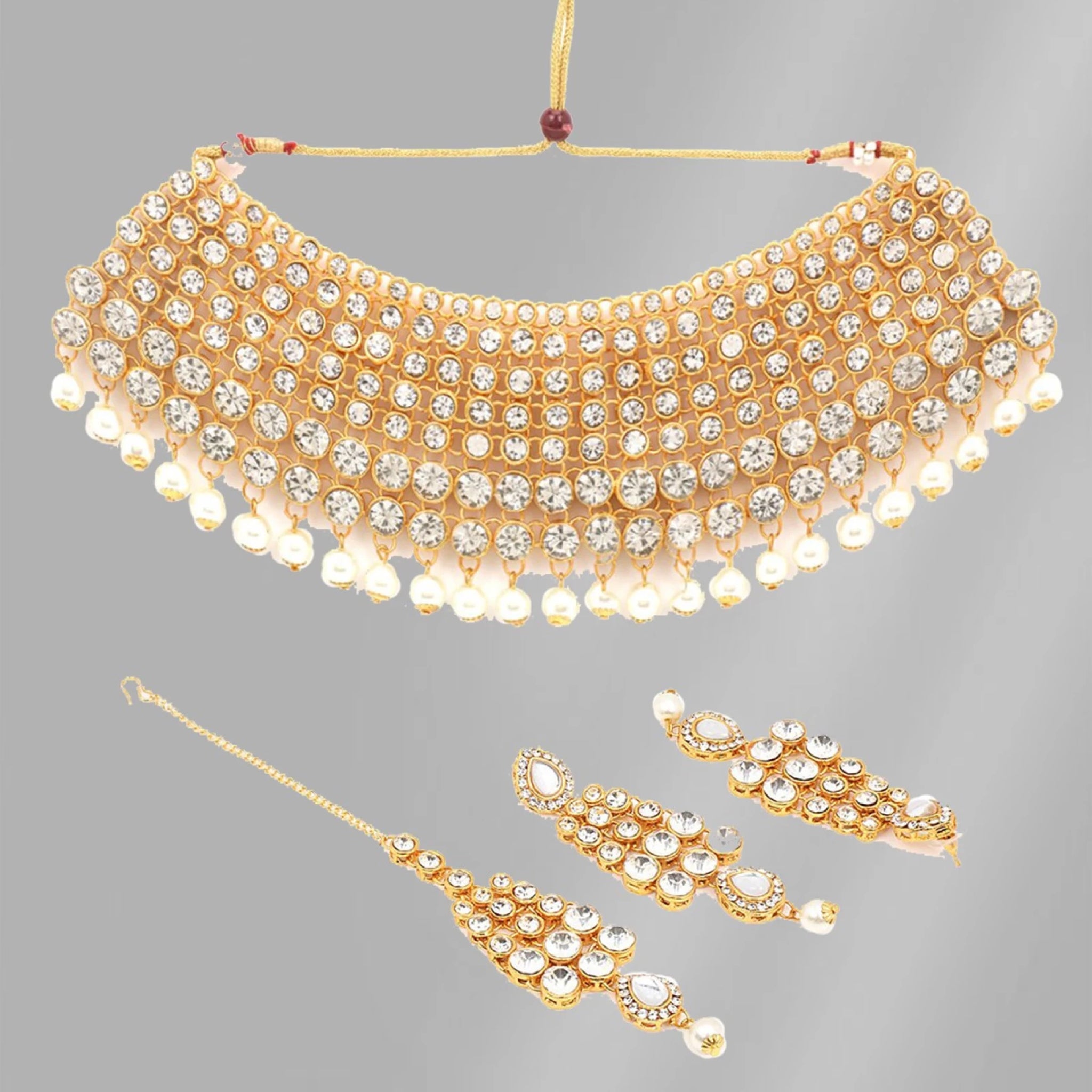 White, Gold Alloy Jewel Set ClothsVilla