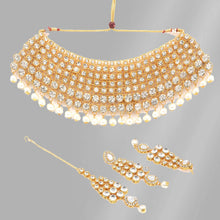 Load image into Gallery viewer, White, Gold Alloy Jewel Set ClothsVilla
