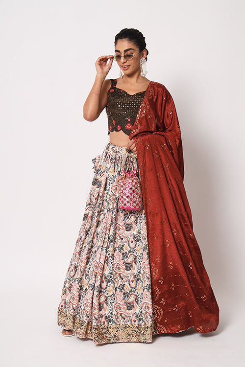 White Art Silk Sequence Embroidered Work Lehenga Choli ClothsVilla.com