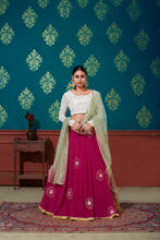 Load image into Gallery viewer, White &amp; Pink Foil Printed Georgette Party Wear Lehenga Choli ClothsVilla