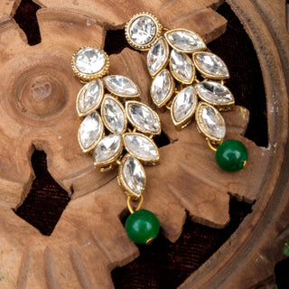 White and Green Pearl and American Dimond Necklace Alloy Jewel Set ClothsVilla