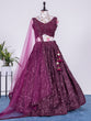 Load image into Gallery viewer, Wine Color Sequins and Thread Embroidery Work Georgette Lehenga Clothsvilla