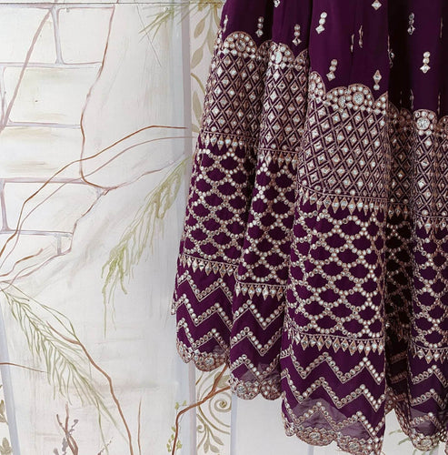 Wine Color Embroidered Attractive Party Wear Georgette Dulhan Wedding Lehenga Choli Clothsvilla