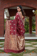 Load image into Gallery viewer, Wine Weaving Banarasi Silk Festival Wear Saree ClothsVilla