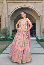Load image into Gallery viewer, Women Ethnic Wear Pink Printed Georgette Lehenga Choli Collection ClothsVilla.com