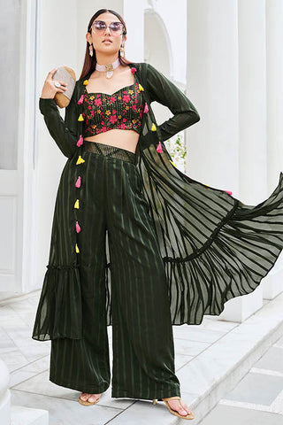 Wonderful Olive Color Silk Readymade Palazzo with Koti Style Collection ClothsVilla.com