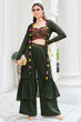Load image into Gallery viewer, Wonderful Olive Color Silk Readymade Palazzo with Koti Style Collection ClothsVilla.com