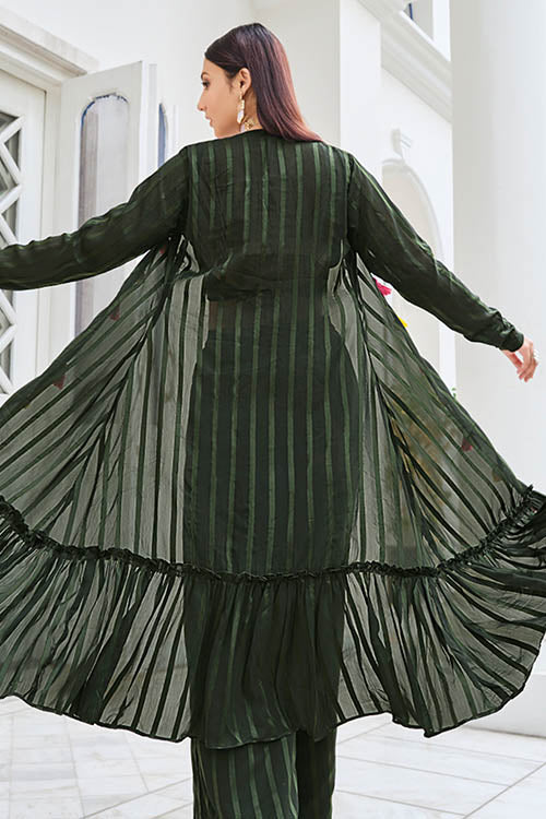 Wonderful Olive Color Silk Readymade Palazzo with Koti Style Collection ClothsVilla.com