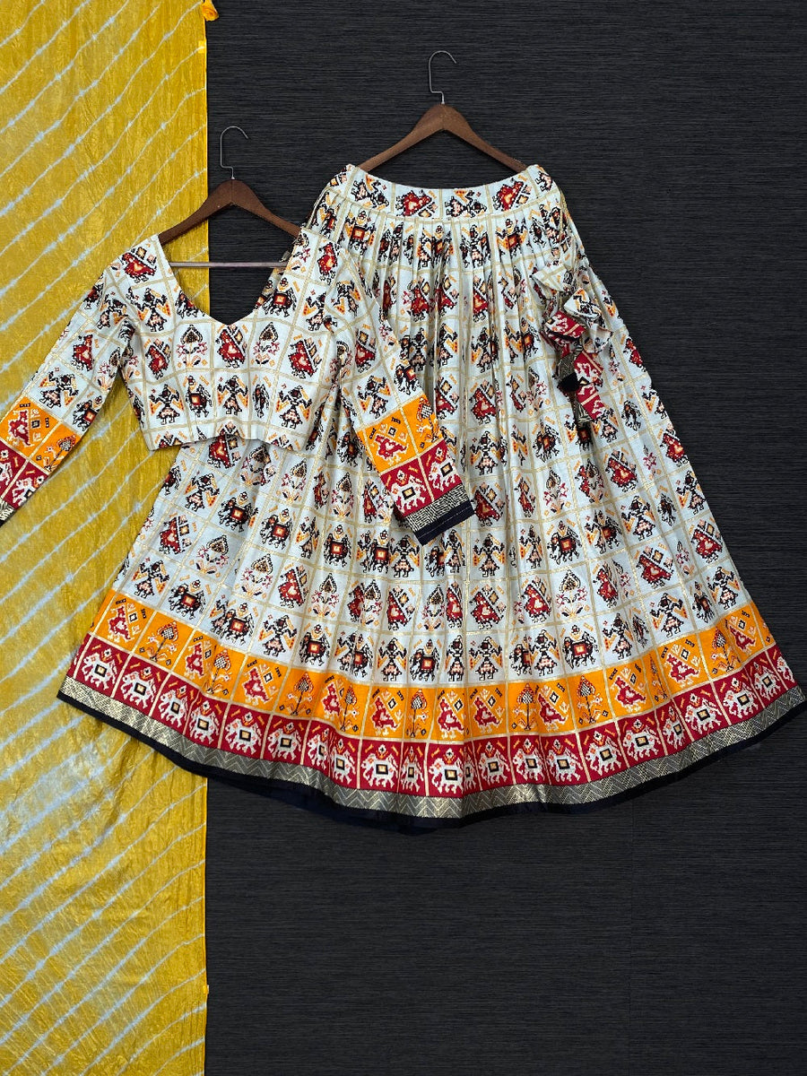 Babyhug Woven Sleeveless Leheriya Design Foil Printed Lehenga & Choli Set With Dupatta - Yellow main image 1