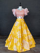 Load image into Gallery viewer, Yellow Color Heavy Dull Satin Floral Digital Printed Lehenga Crop Top Clothsvilla