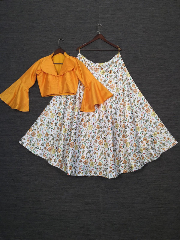 Yellow Color Heavy Dull Satin Digital Printed Lehenga Choli Clothsvilla