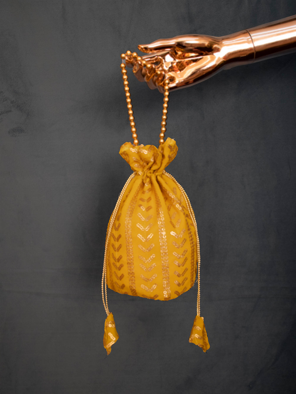 Yellow Color Sequins Embroidery Work Batwa Clothsvilla