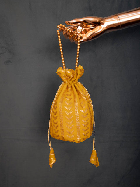 Yellow Color Sequins Embroidery Work Batwa Clothsvilla Main image