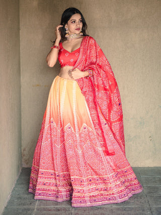 Yellow Color Gota Patti & Tassels Work Bandhani Printed Vaishali Silk Lehenga Choli With Dupatta Clothsvilla