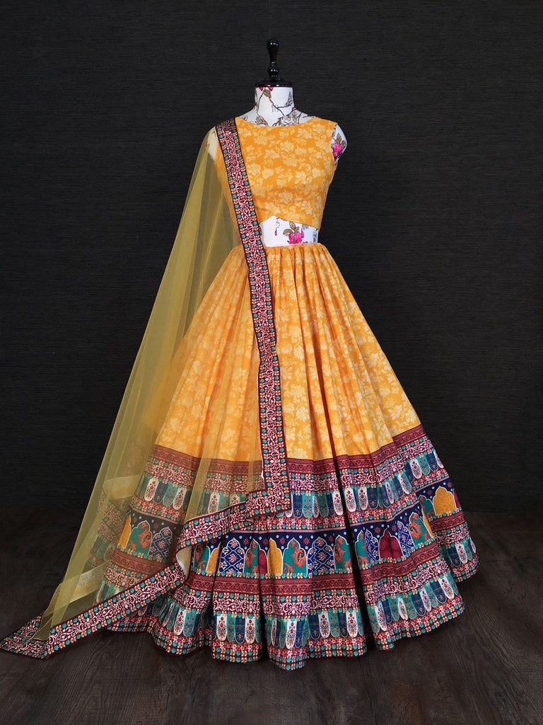 Yellow Color Vaishali Silk Heavy Lehenga Choli With Net Dupatta for haldi Clothsvilla