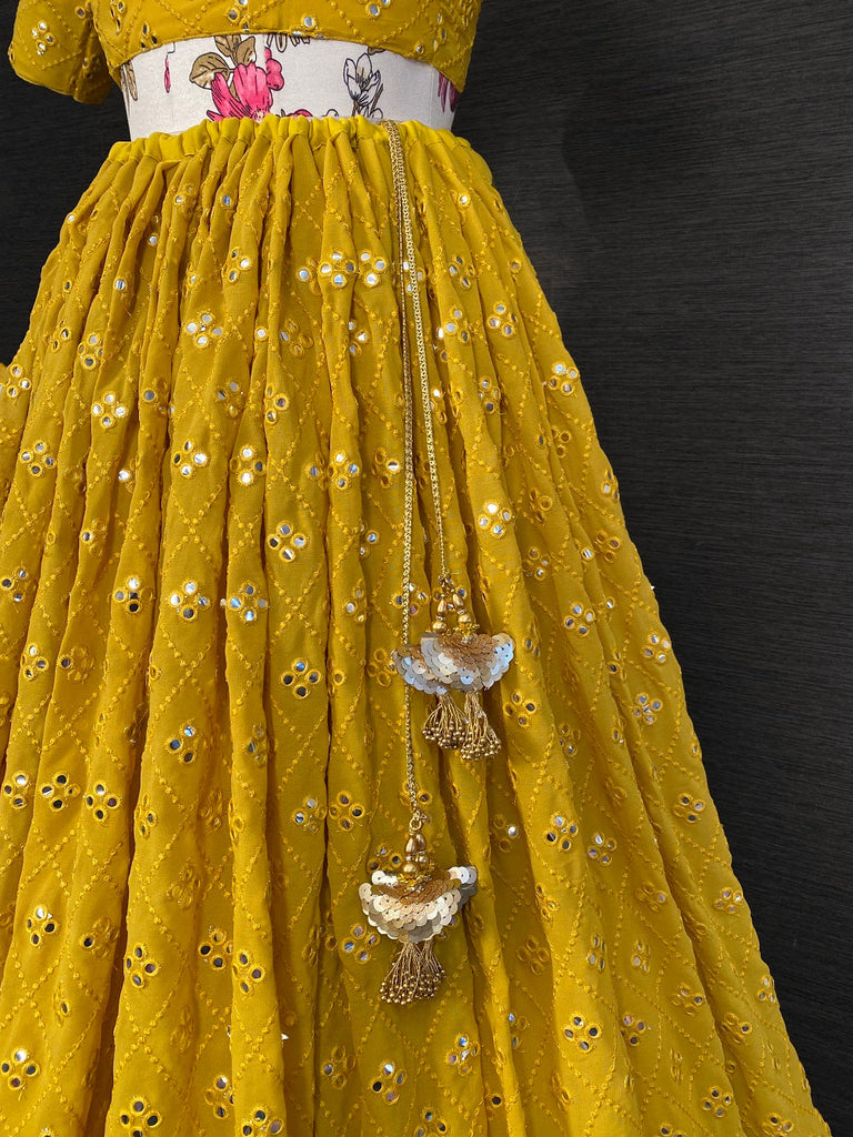 Yellow Color Embroidered Georgette Lehenga Sets Clothsvilla