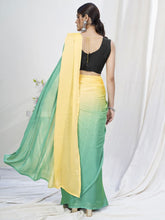 Load image into Gallery viewer, Yellow-Teal Ready to Wear One Minute Lycra Saree ClothsVilla