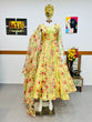 Load image into Gallery viewer, Yellow Anarkali Gown in Organza with Floral Print ClothsVilla