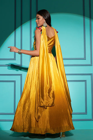 Yellow Color Embroidered Ready to Wear Anarkali Gown Collection ClothsVilla.com
