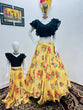 Load image into Gallery viewer, Yellow Color Floral Printed Lehenga with Black Top Mother Daughter Combo Clothsvilla