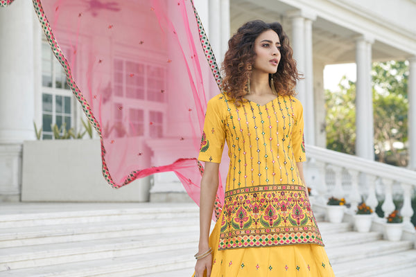 Yellow Color Gota Patti Work Designer Lehenga Suit Clothsvilla