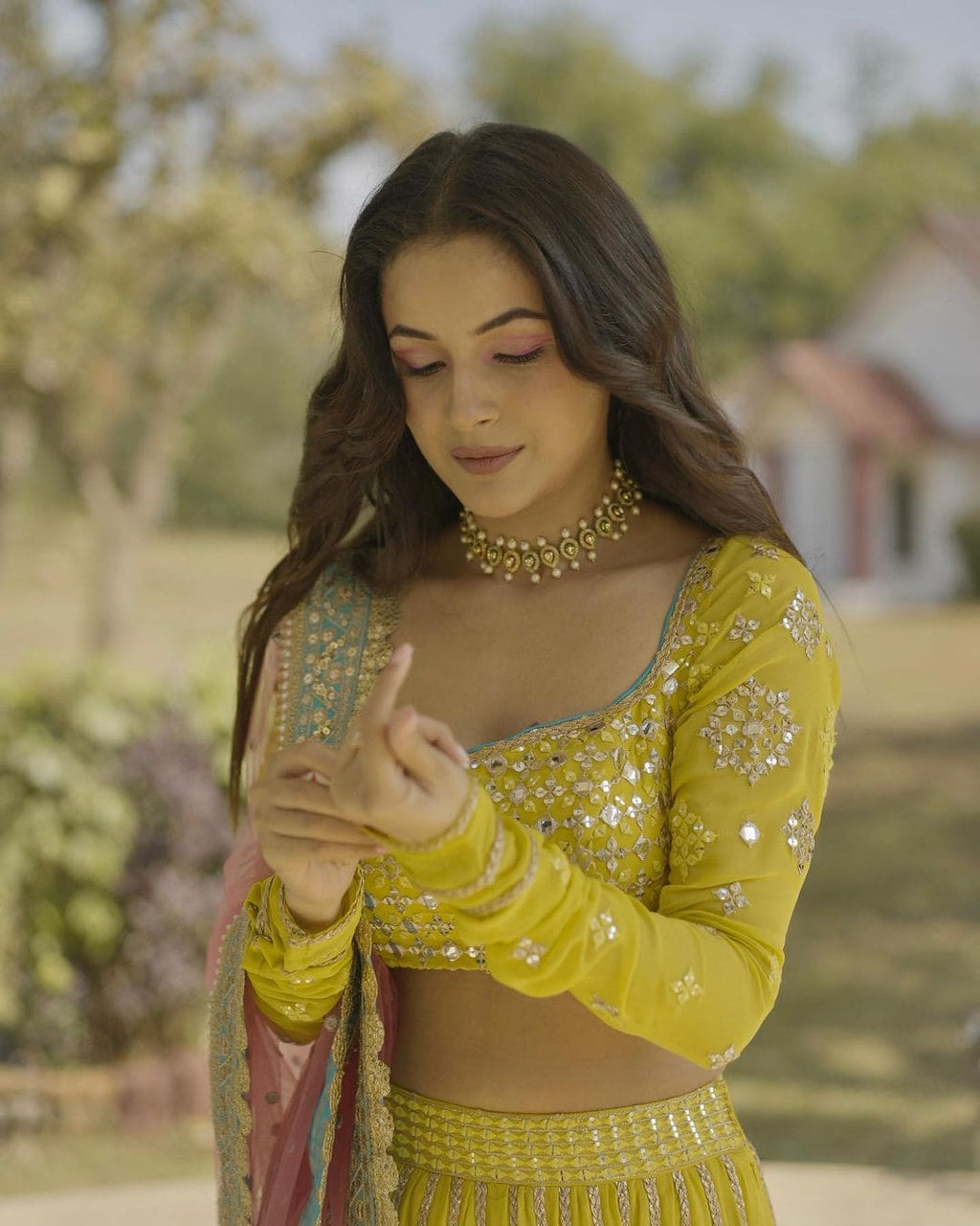 Yellow Designer Embroidered Lehenga Choli In Georgette For Bridal Marriage Mehendi Sangeet Party Wear Clothsvilla