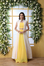 Load image into Gallery viewer, Yellow Embroidered Georgette Semi Stitched Lehenga ClothsVilla