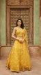 Load image into Gallery viewer, Yellow Embroidered Semi-Stitched Lehenga In Pure Organza Clothsvilla