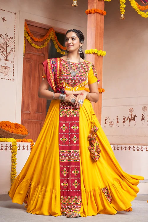 Yellow Exclusive with Mirror Work New Stylish Chaniya Choli ClothsVilla.com