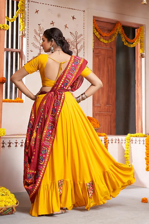 Yellow Exclusive with Mirror Work New Stylish Chaniya Choli ClothsVilla.com