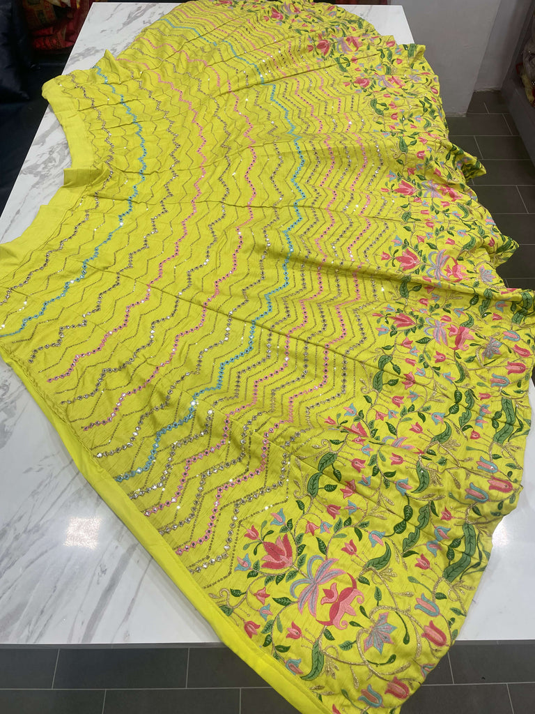 Yellow Lehenga Choli In Art Silk With Sequence And Thread Work Clothsvilla