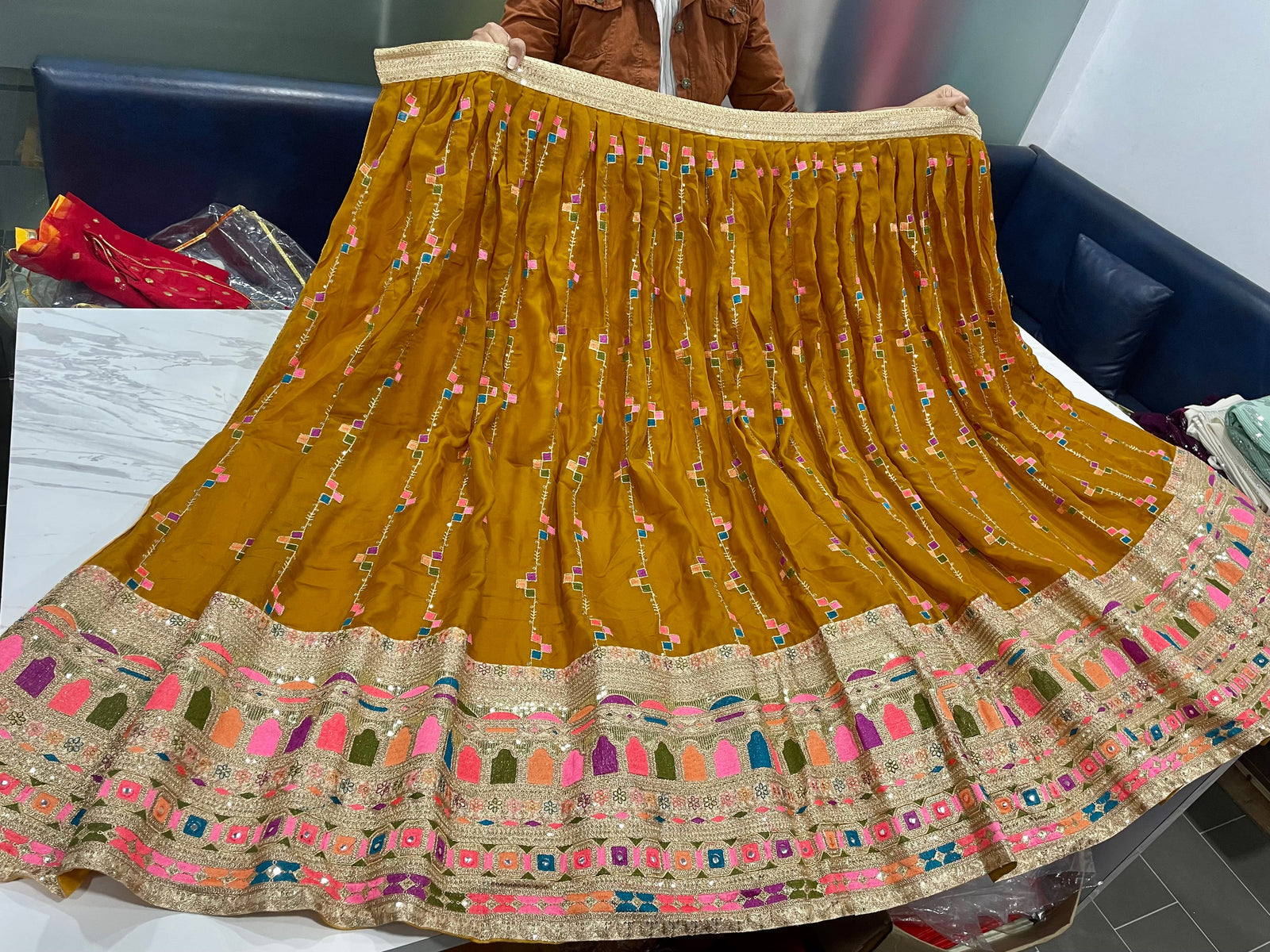 Yellow Lehenga Choli in Georgette With Resham and Sequence Work Clothsvilla