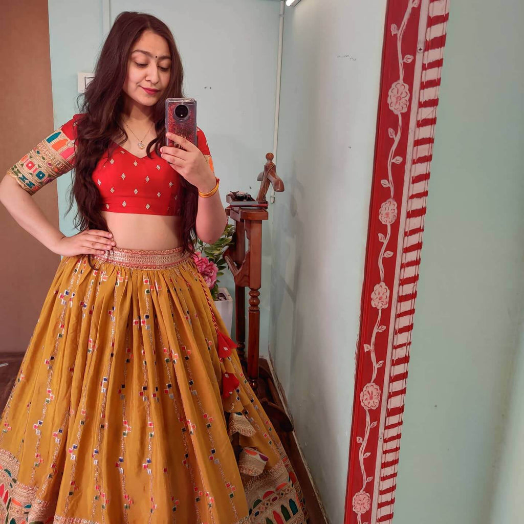 Yellow Lehenga Choli in Georgette With Resham and Sequence Work Clothsvilla