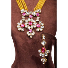 Load image into Gallery viewer, Yellow Pearl and Pink Dimond Necklace Alloy Gold-plated Jewel Set ClothsVilla
