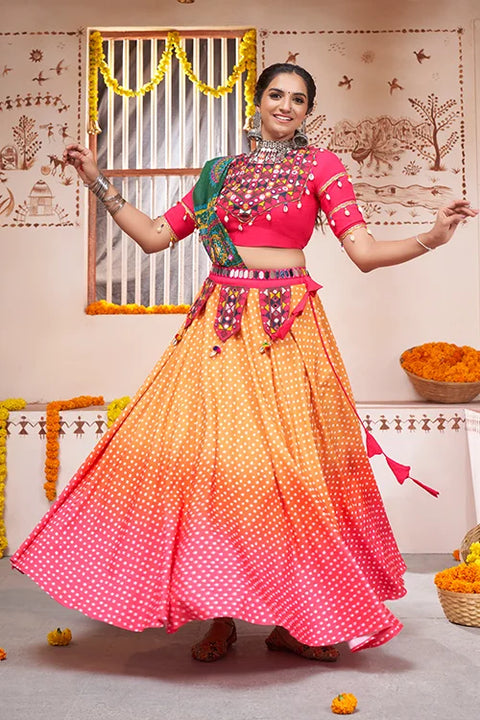 Yellow Printed Embroiderered Designer Chaniya Choli ClothsVilla.com Main image