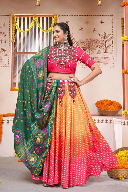 Yellow Printed Embroiderered Designer Chaniya Choli ClothsVilla.com
