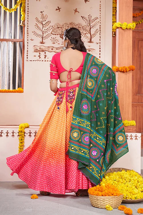 Yellow Printed Embroiderered Designer Chaniya Choli ClothsVilla.com