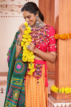 Load image into Gallery viewer, Yellow Printed Embroiderered Designer Chaniya Choli ClothsVilla.com