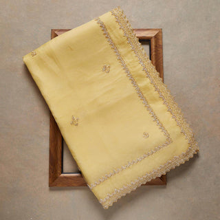 Yellow Saree in Organza Silk With Resham Work With Unstitched Blouse Clothsvilla