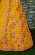 Load image into Gallery viewer, Hypnotic Yellow Colored Wedding Wear Embroidered Satin Lehenga Choli ClothsVilla