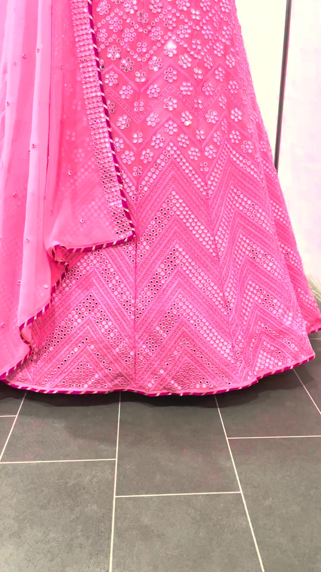 Pink Lehenga Choli in Georgette With Sequence and Mirror Work