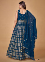 Load image into Gallery viewer, Awesome Blue Georgette Sequinse Work Ready to wear Gown Clothsvilla